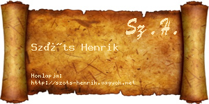 Szőts Henrik névjegykártya
