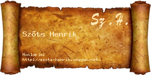 Szőts Henrik névjegykártya